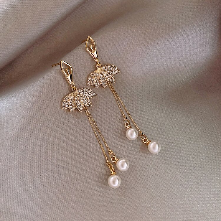 EK478 Lange Quaste Simulierte Perle für Frauen Schmuckstück Koreanisch schmuck OL Gold Farbe Pendientes boucle d'oreille