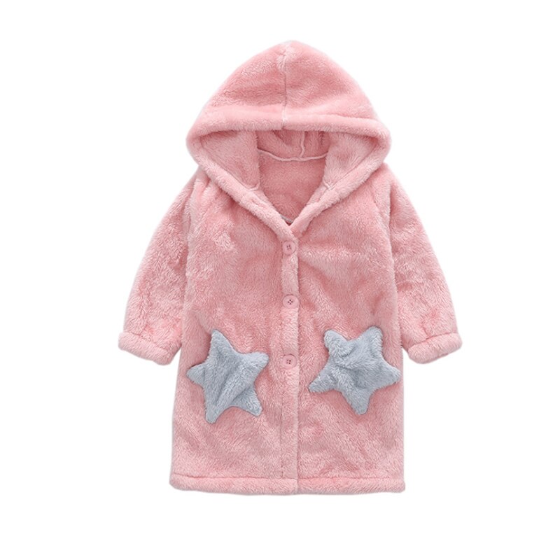 Vinter bebis pyjamas morgonrock tecknad hoodies flicka pojkar nattkläder badhanddukar barn mjuk morgonrock pyjamas #39