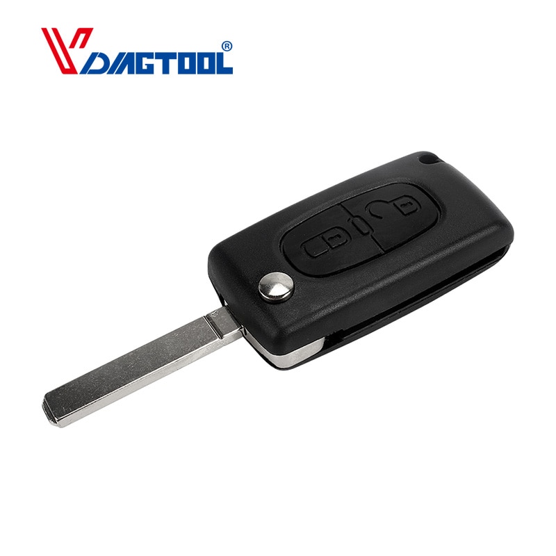 Vdiagtool-llave de coche plegable con control remoto, llave sin grabar, 2 botones, para CITROEN C2, C3, C4, C5, C6, C8, sin ranura, CE0526