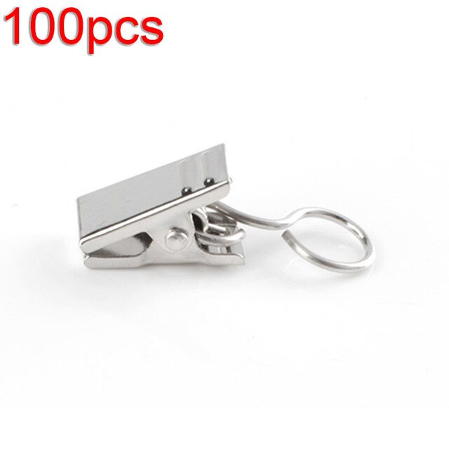 Hanging Clips Clamp Rustproof Waterproof Hardware Accessories 100Pcs Iron: Silver Closed