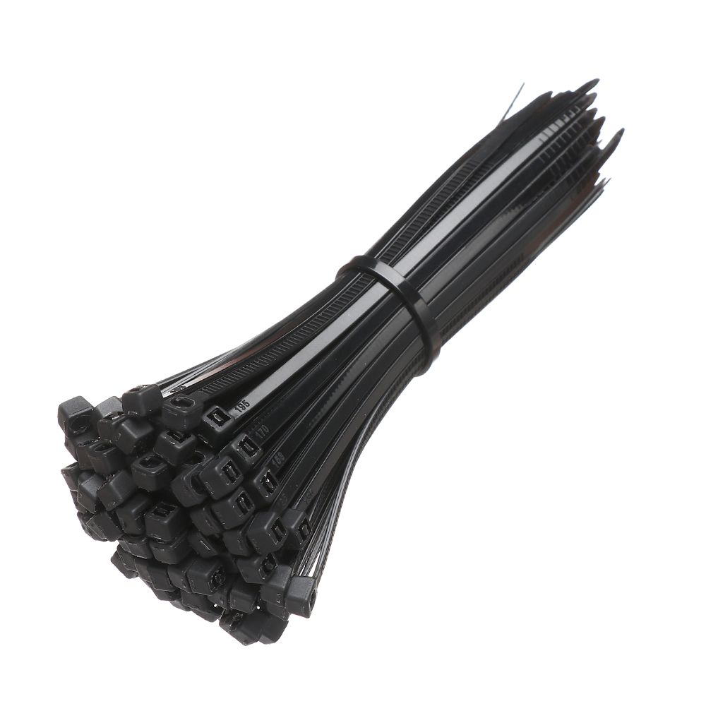 100pcs Self-Locking Nylon Wire Cable Zip Ties Cable Ties Organiser Fasten Cable Ties assorted Industrial Supply Fasteners: Black