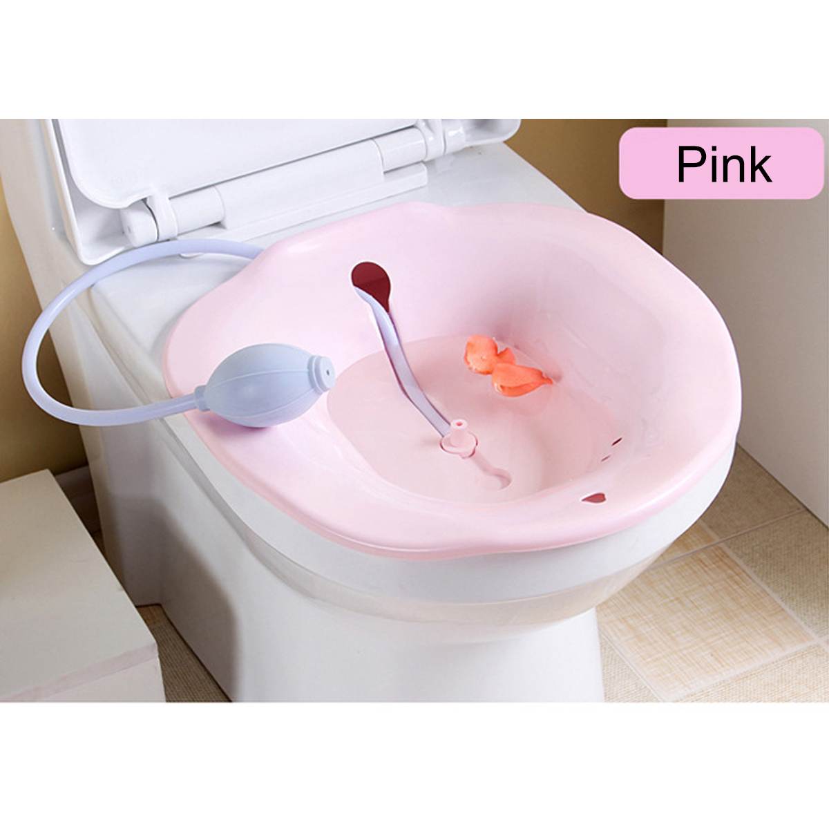 Bærbar 2.5l bidet sitz badekar babysygeplejeboks kit postpartum hæmorroide vaskesprøjte på toilet: Lyserød