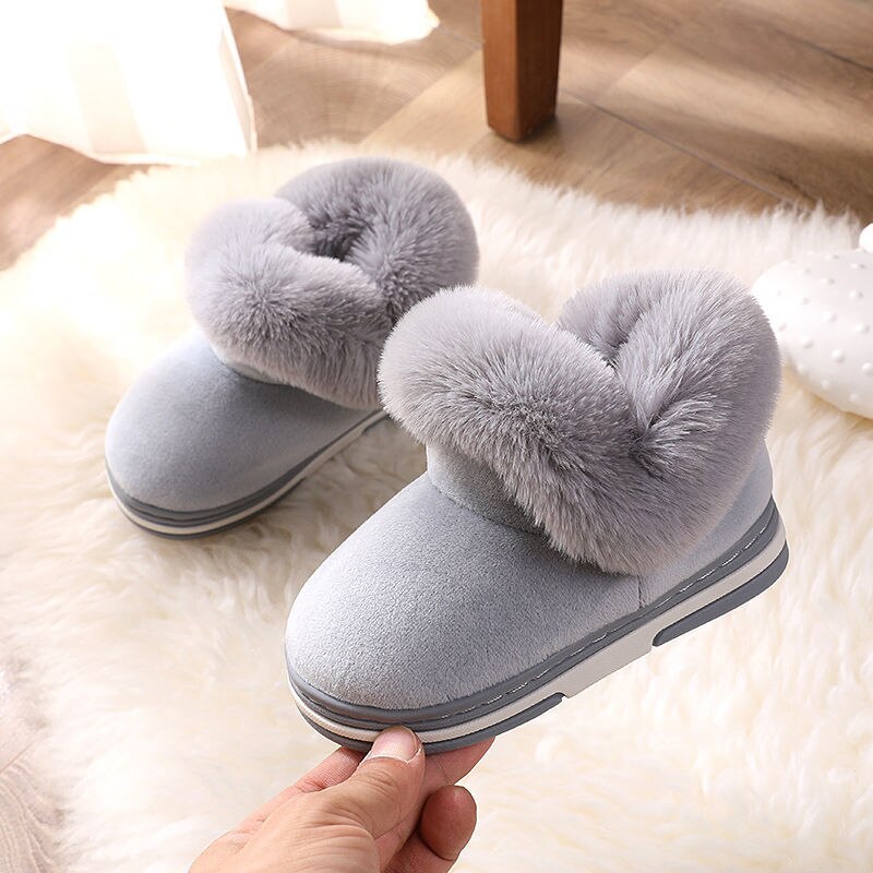 unisex baby vintersko til jenter snøstøvler takrenne plysj varme sko låve ankelstøvel: Grå / Cn18-19( innersåle 17cm)