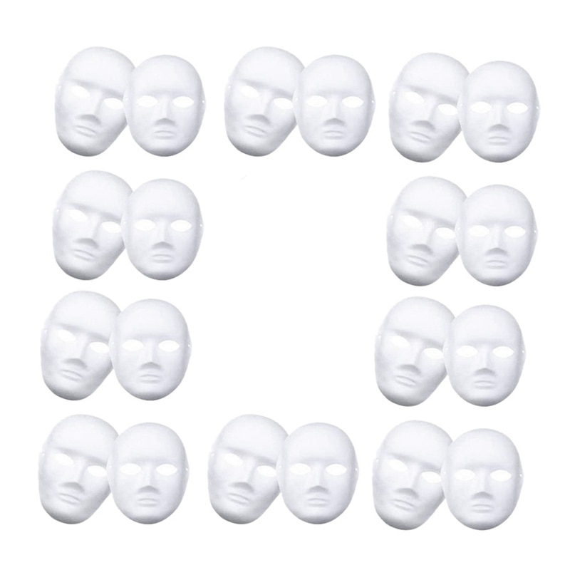 White Mask,12Pcs Halloween Full Face Mask Blank DIY Mask Dance Cosplay Party Plain Masquerade Paper Mask to Decorate: Default Title