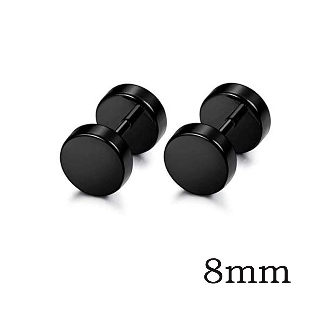 10 Pairs Screw Stud Earrings Flat Back Black Earrings for Men Mix Color Helix Cartilage Barbell Earrings Plugs Tunnel Punk: 1 Pair Black 8mm