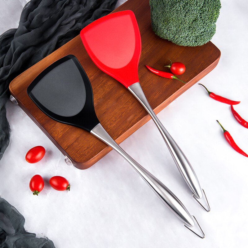 Silicone Turners Nonstick Wok Spatula with Stainless Steel handle Fried Shovel Frying Pan Spatula Kitchen cooking Utensils