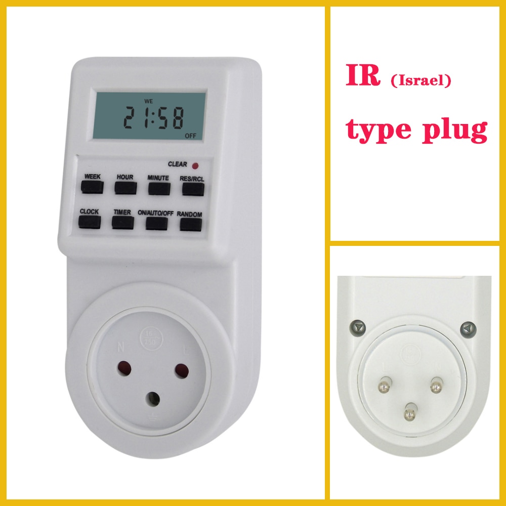 EU UK US FR BR Plug Digital Weekly Programmable Electrical Wall Plug-in Power Socket Timer Switch Outlet Time Clock 220V 110V AC