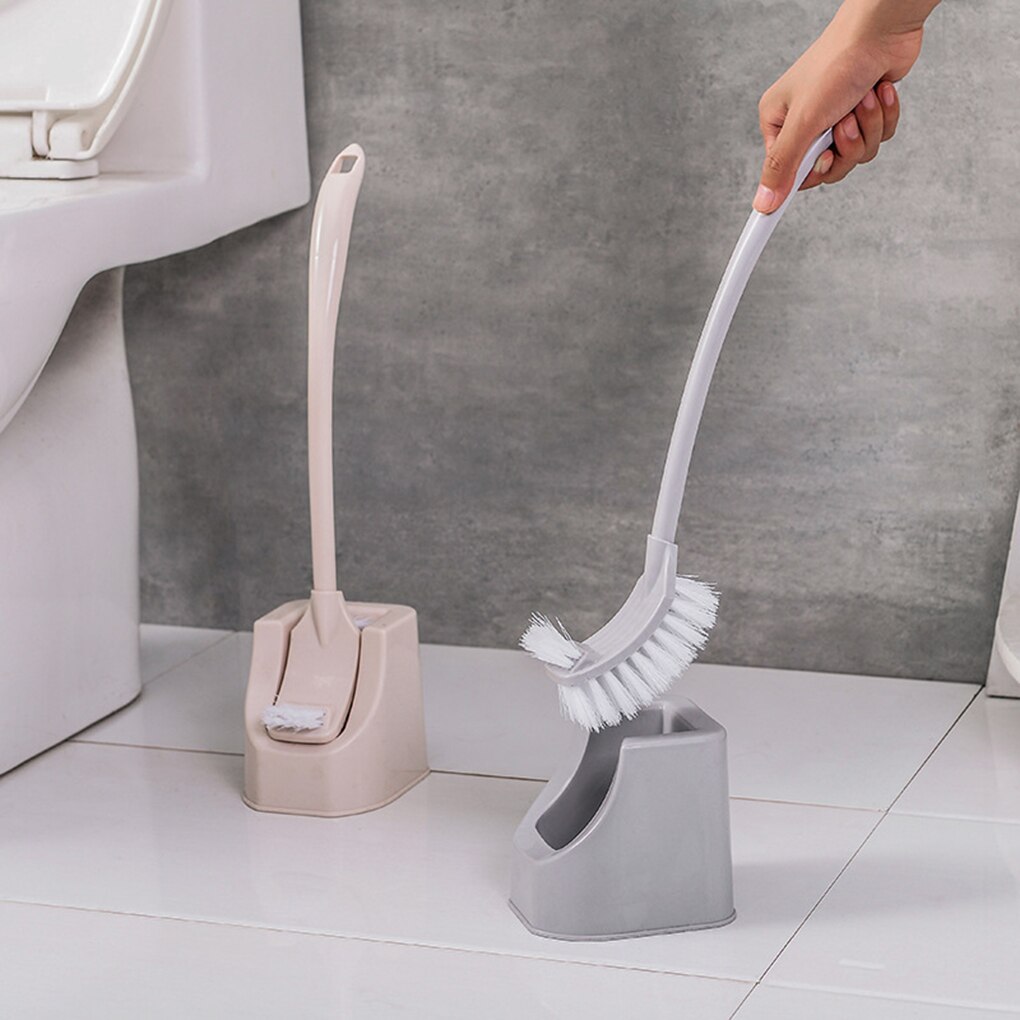 Strong Toilet Cleaning Brush Set Plastic Toilet Brush Scrubber Curved Clean Side Bending Handle Corner Brush Bathroom Cleaning