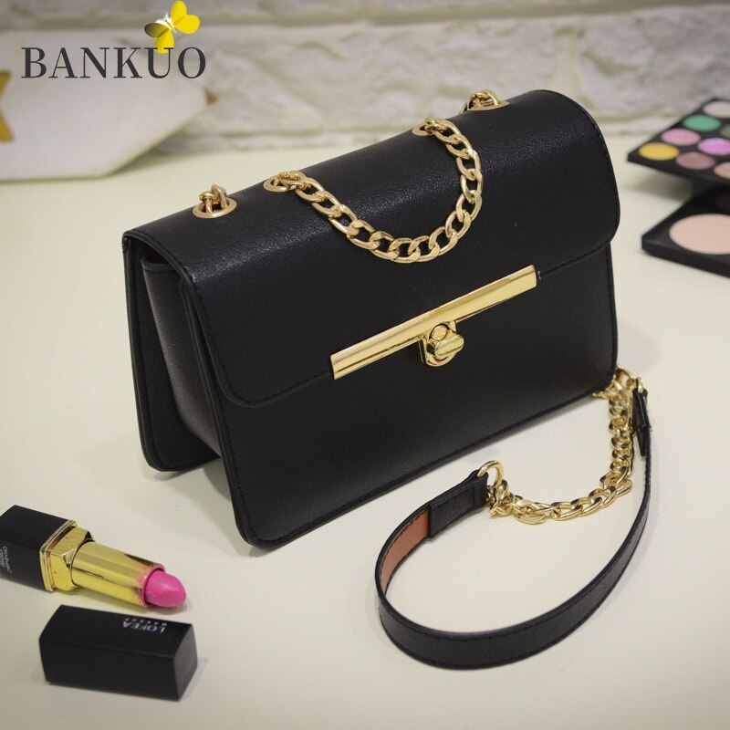 BANKUO Spring Ladies Casual Bag Leather PU Women Vintage Chains Shoulder Bag Girl Crossbody Bag Picnic Shopping Summer X41