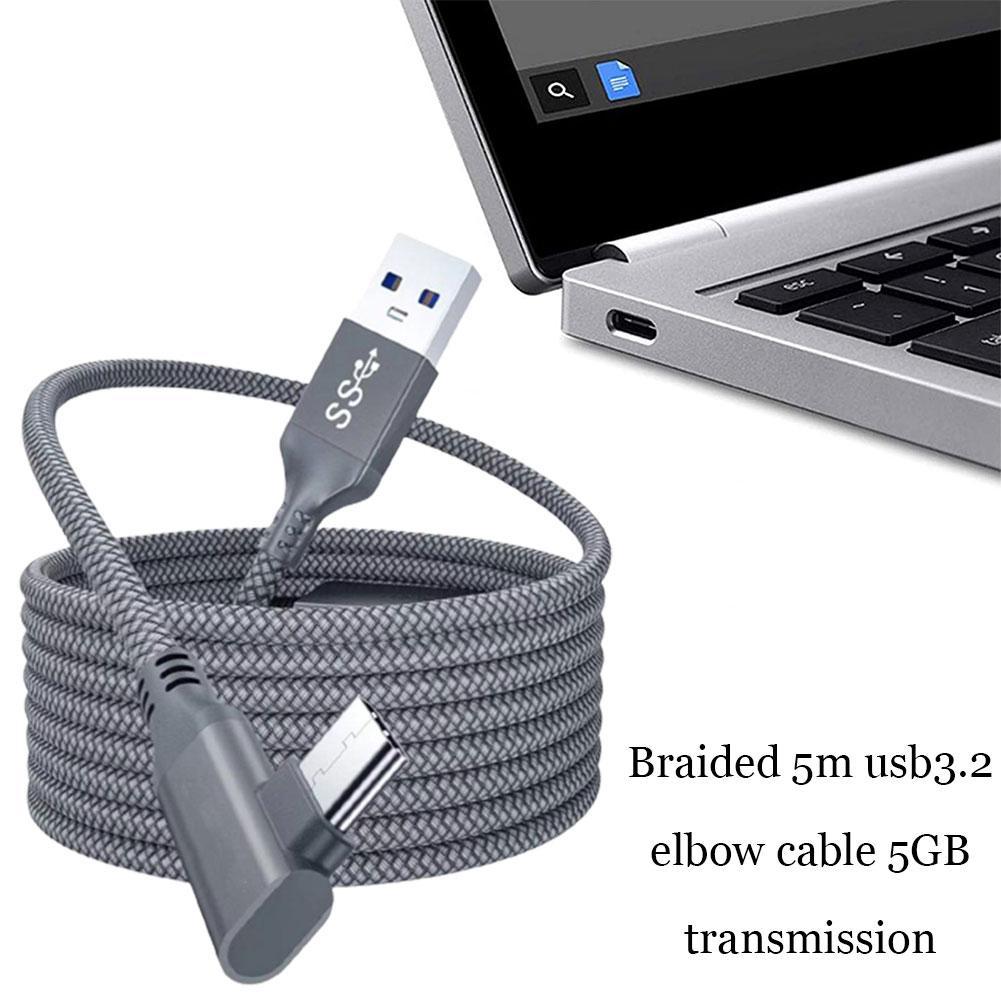 5m ladekabel und datenkabel für oculus quest / quest 2 vr headset, usb 3.0 typ-c datenübertragung, typ-c auf usb-a kabel, vr-zugang
