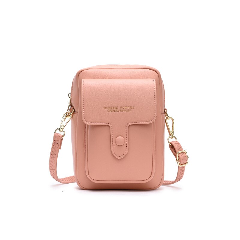 Neue Klappe Weibliche Schulter Tasche Aus Leder Große Kapazität Bote Umhängetaschen Für Frauen Kleine Telefon Geldbörse: Rosa