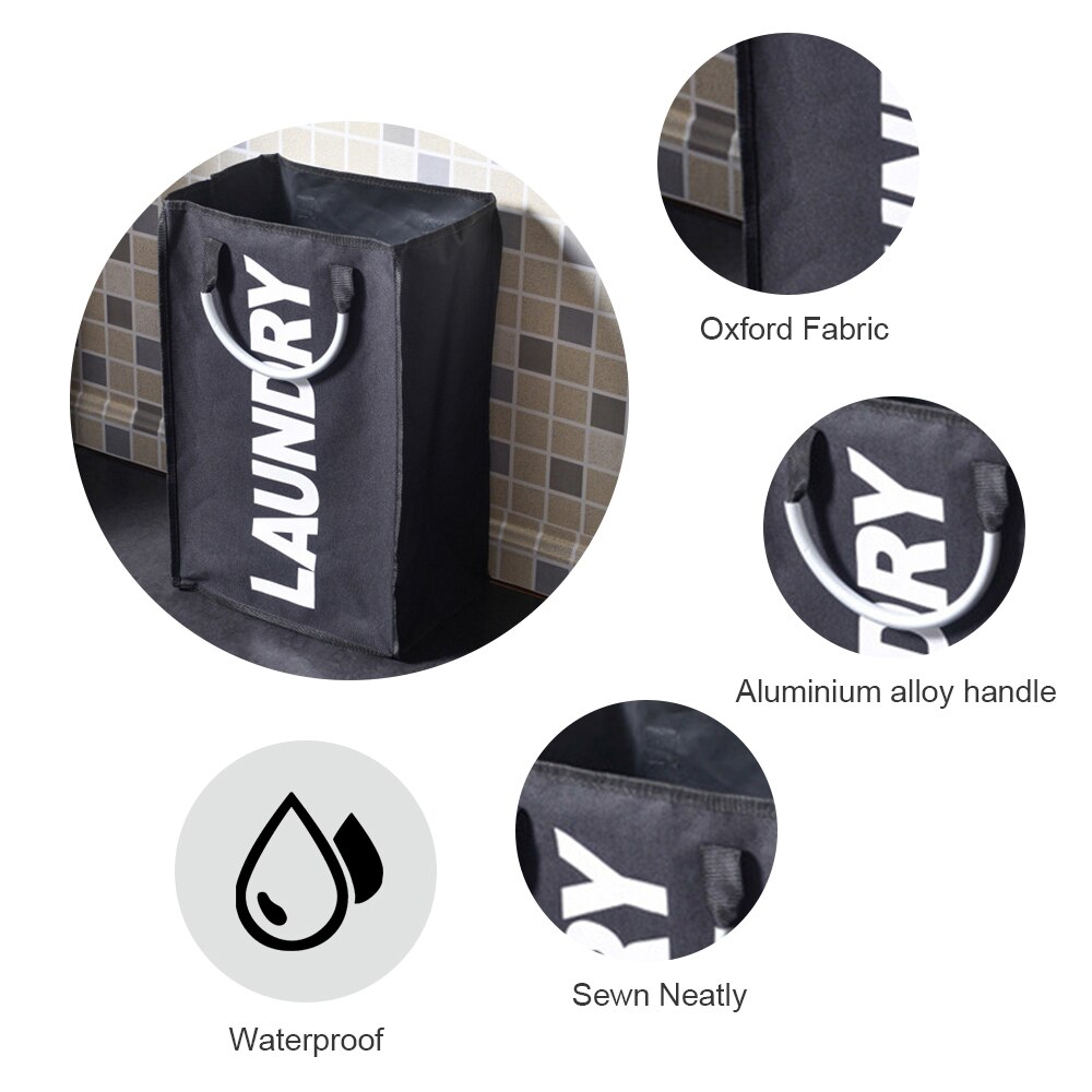 Waterproof Laundry Basket Dirty Clothes Hamper Foldable Storage Bin Sundries Storage Basket with Handles 1pcs Oxford Cloth