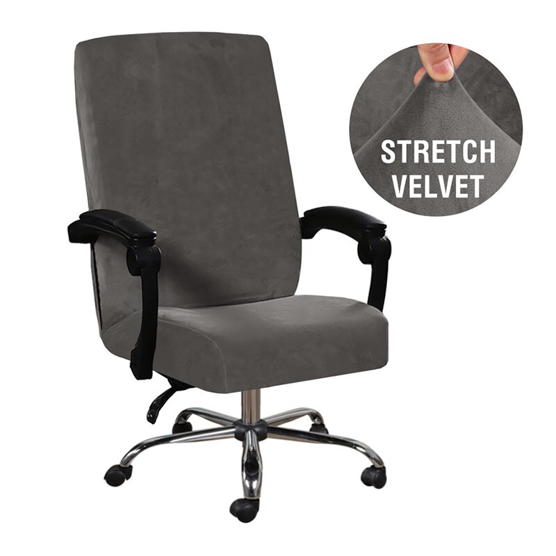 Funda de terciopelo elástica para silla de Gamer, cubierta de Jacquard giratoria para sillón de ordenador, Bar y oficina: Grey