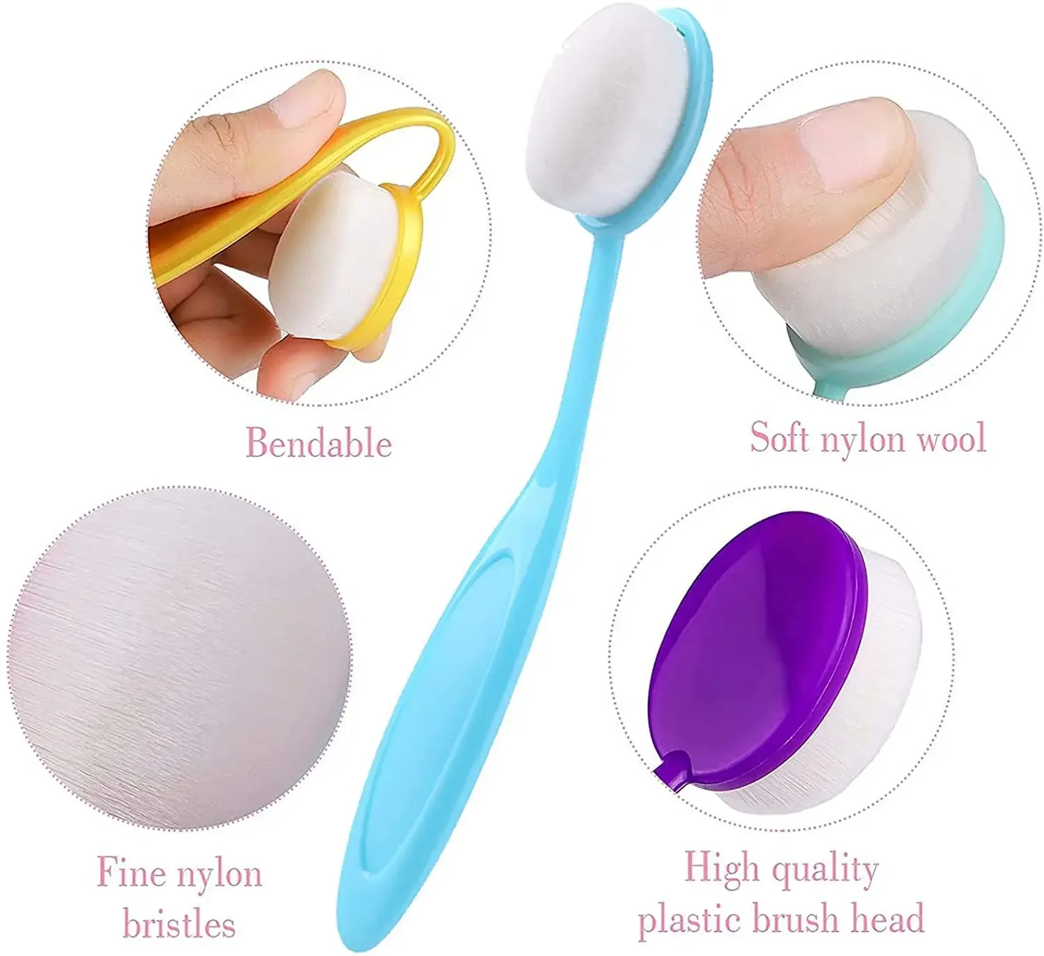 10pcs Colorful Ink Brushes Makeup Blending Painting Bristle Artist Flat Brush Tool for Paper Craft Drawing Card Making Stencil