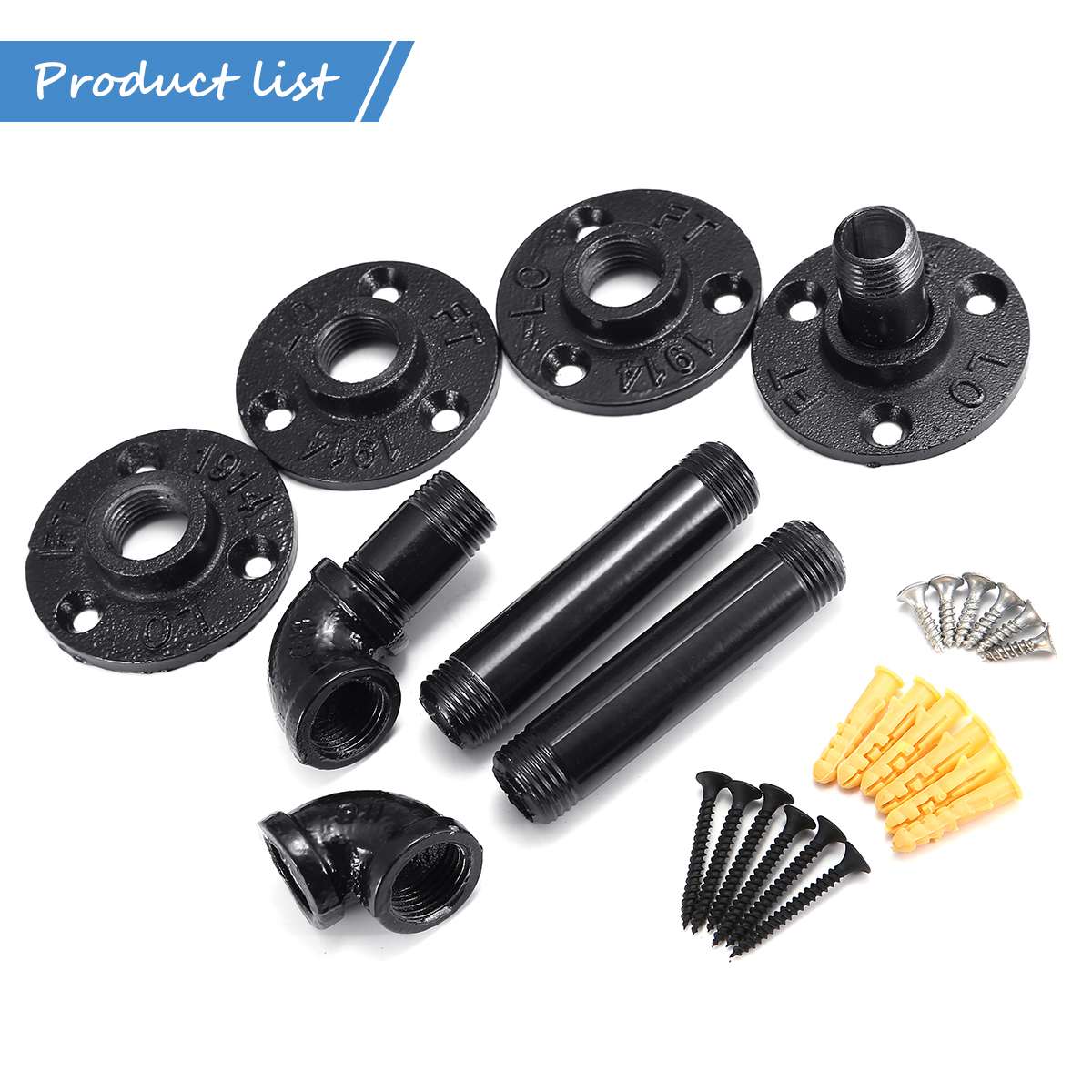 Industriële Pijp Zwart Ijzeren Pijp Beugel Muur Drijvende Opslag Plank Rek Ondersteuning Frame Beugel Home Improvement Hardware 2 Stuks