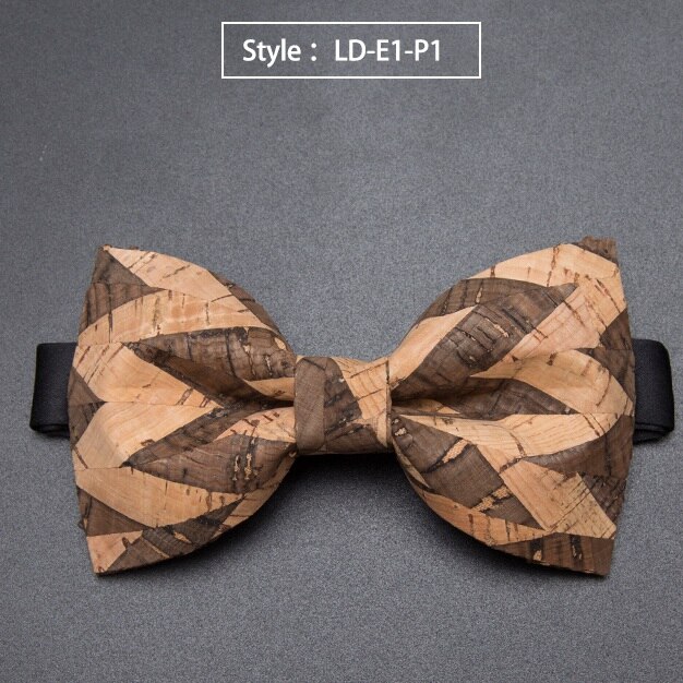 Kurk Hout Mode Strikjes Mens Novelty Handgemaakte Massief Das voor Mens Wedding Party Man Accessoires Mannen Bowtie: LD-E1-P1