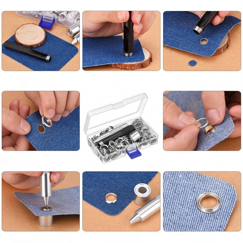 100Pcs Punch Grommets And Tarpaulin Awning Tent Tarp Repair Kit Hole Eyelet