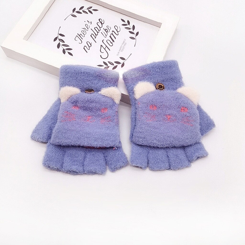 Mitaines d'hiver en laine tricotée pour -né, en velours épais pour enfants, garçons et filles, motif dessin animé, couleur Patchwork, gants chauds tricotés # C