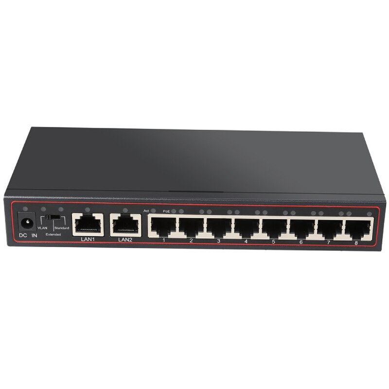 10 poort 48 V POE Switch Ethernet 10/100 Mbps Full/Half Duplex VLAN Netwerk Ethernet Switch 802.3 af/op voor IP POE CCTV Camera