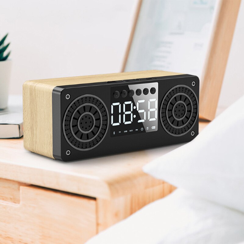 Stereo Wooden Subwoofer Bluetooth Speaker FM Radio Portable Speakers Mp3 Play Super Bass Loudspeaker Computer Column