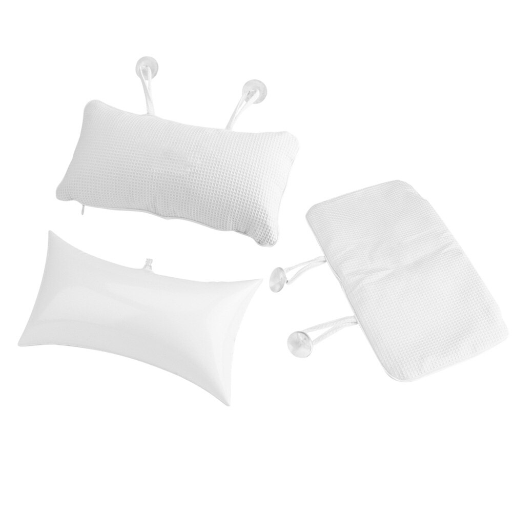 Inflatable Bathroom Pillow Bathtub Spa Bath Neck Rest Cushion with Suction Cups