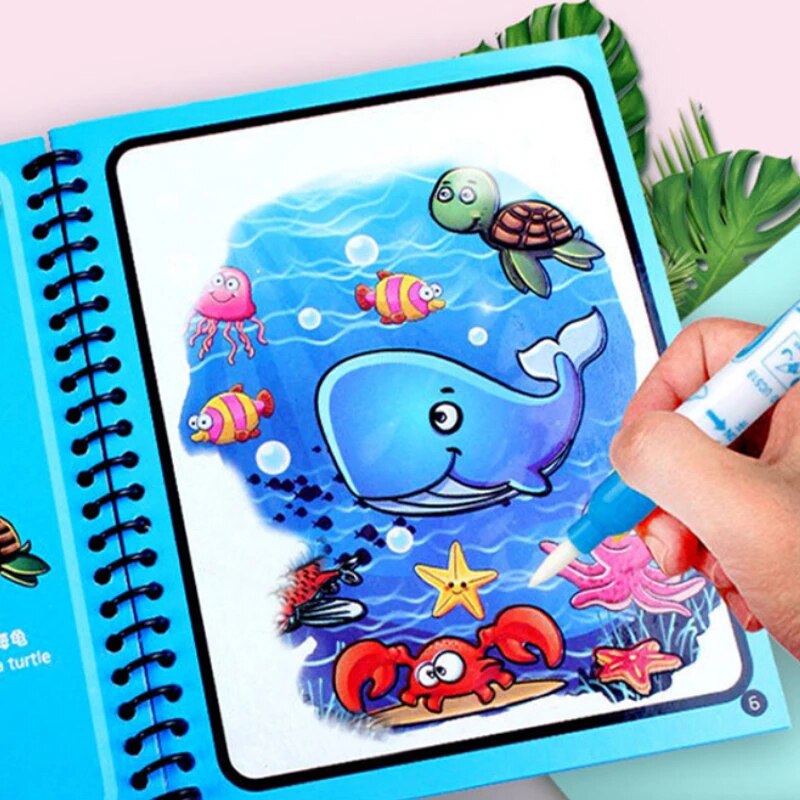 Animal Zoo Princess Magic Water Drawing Book Colorling Mermaid Cartoon Doodle Magic Pen Drawing Board Toys Kids Children