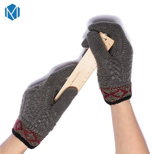 Varm vinter børn solid strikkede piger cykelhandsker vanter helfinger handsker børn patchwork guantes tykke håndledshandsker: Grå