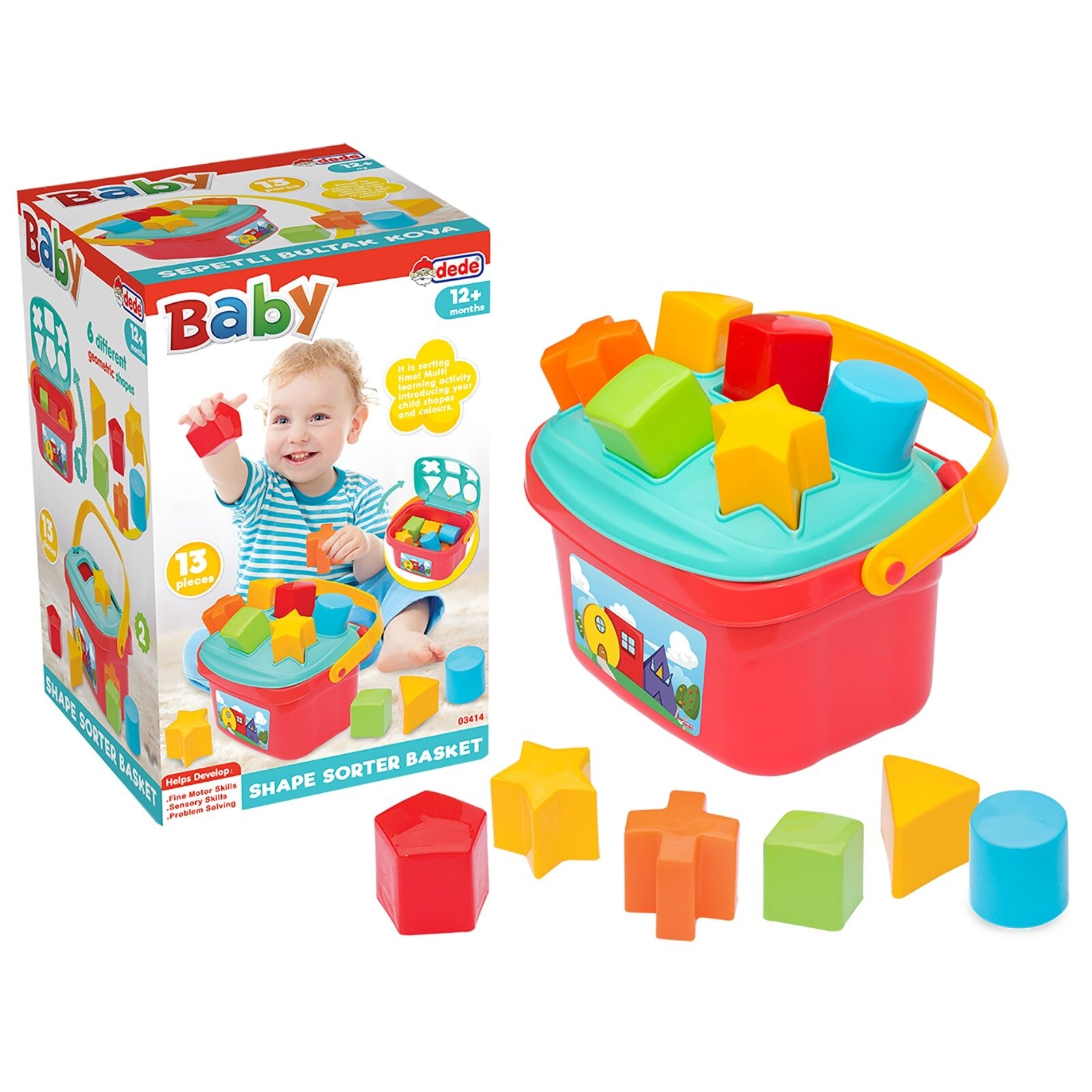 ebebek Fen Oyuncak Baby Shape Sorter Puzzle Bucket with Basket