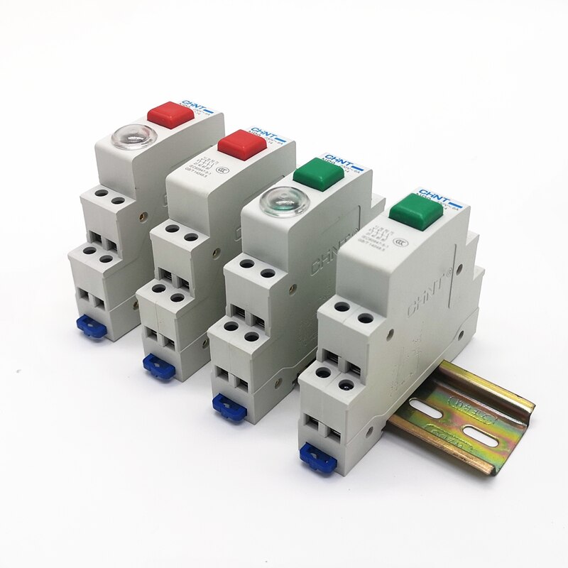 CHINT Din Rail Mount Pushbutton Red Green NP9 2NO 2NC Pushbutton Switch