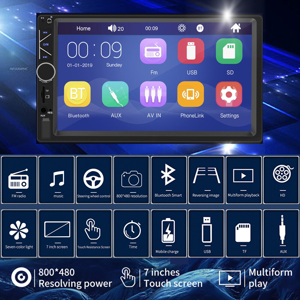 7 inch Car MP5 Player Video Player Stereo Audio FM Radio Aux/USB/TF Input with Mobile Phone Interconnection Car Player A6