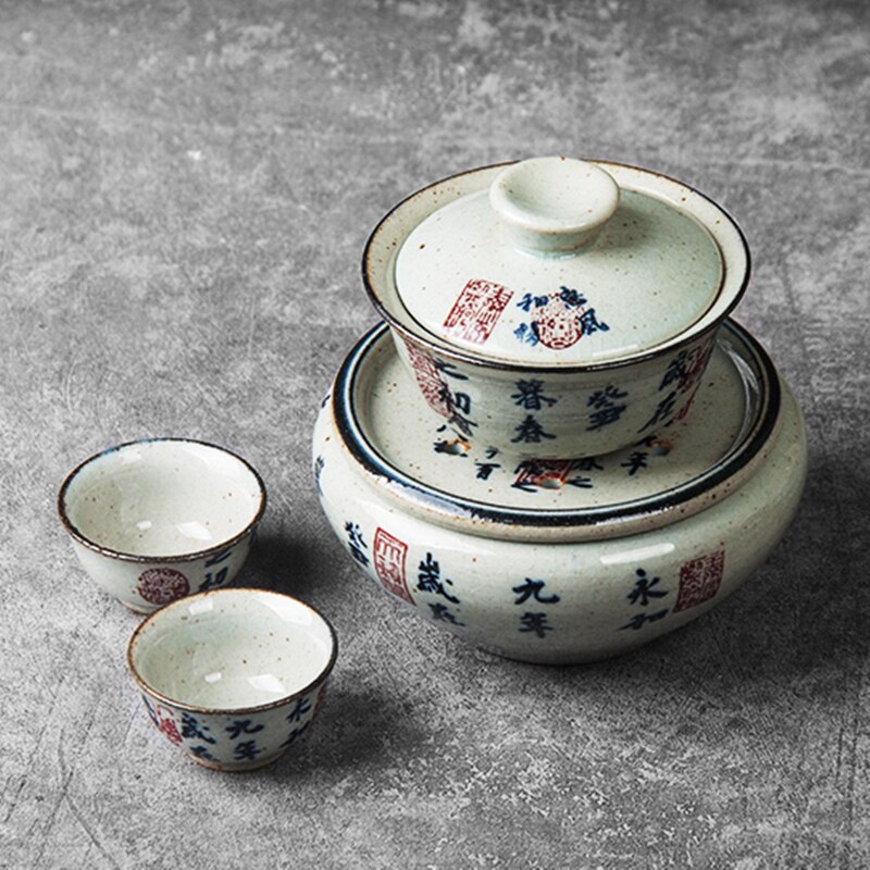 Chinese Kalligrafie Thee Wassen Aardewerk Kom Voor Thee Wastafel Set Keramische Thee Ware Cup Pen Wassen Theeceremonie Gebruiksvoorwerpen Jianshui trays