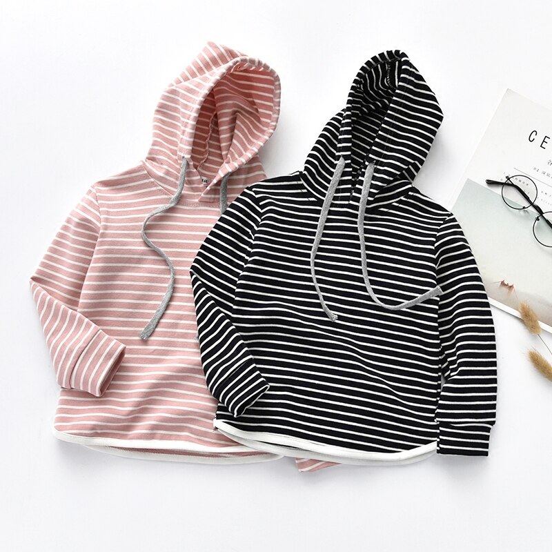 Kinderen hoodies Baby Meisje Hoody Kids Lente Herfst Kleding Tops voor Meisjes Hoodie katoen streep roze zwart