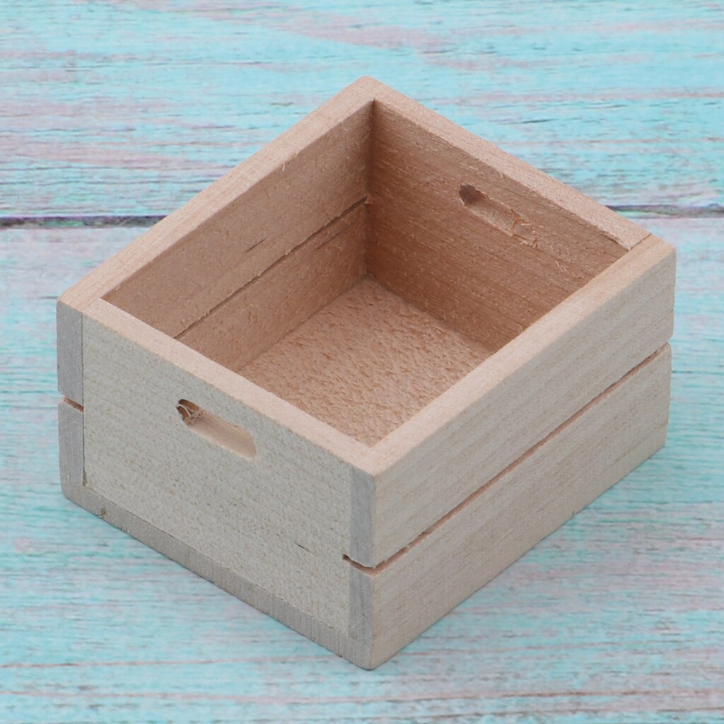 Poppenhuis miniatuur ( 1/12 schaal) van hout, opbergdoos voor groenten