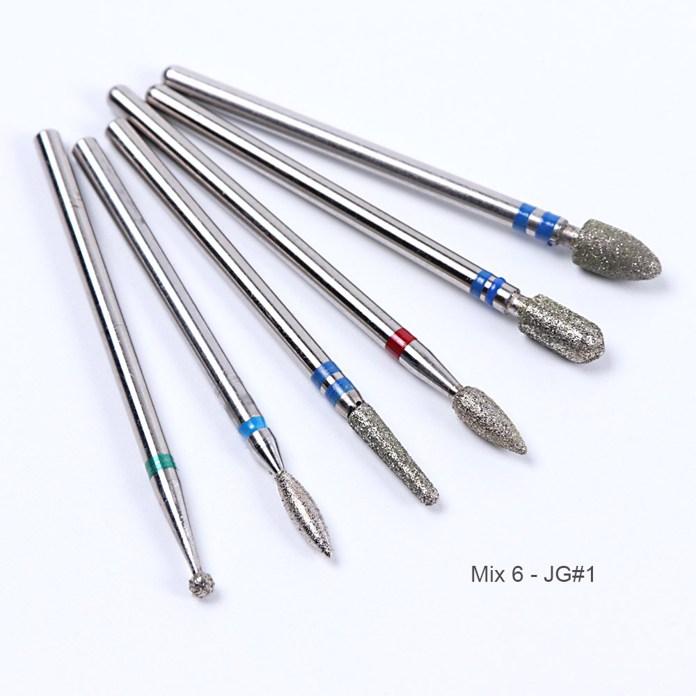Uds diamante cortadores para uñas de manicura brocas Rotary Burr de archivos Molino de cepillo eléctrico amoladora corindón herramientas BEJG: Mix 6-JG01