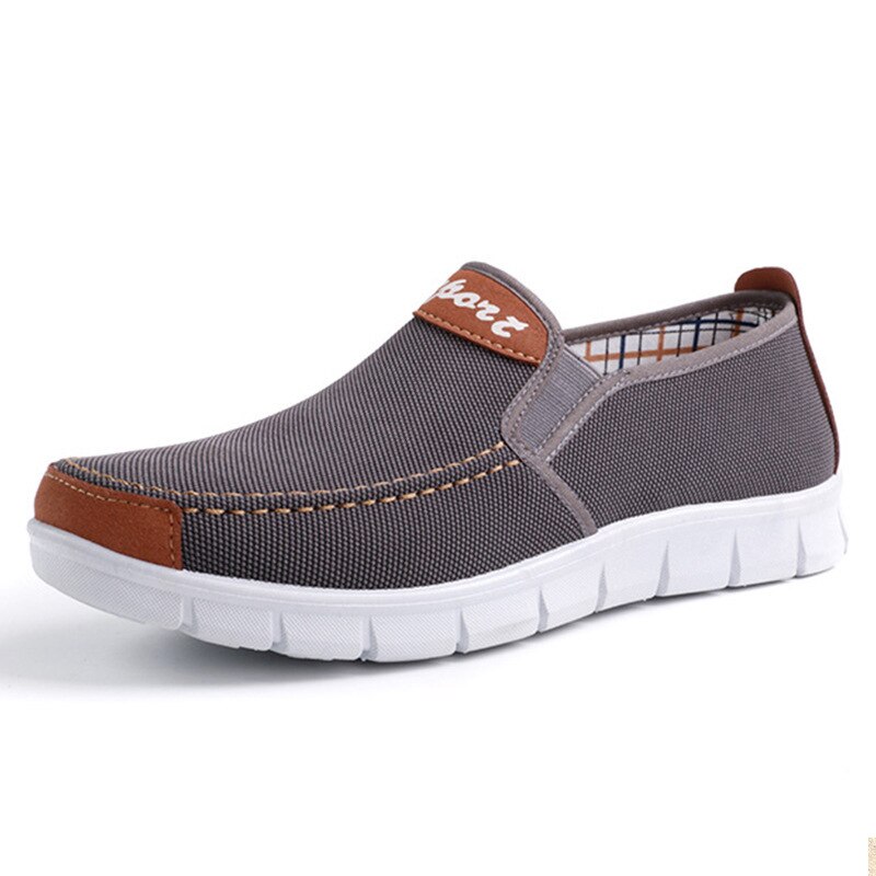 Heren canvas schoenen comfortabele canvas schoenen heren casual schoenen heren platte loafers schoenen heren zwart: Grijs / 6.5