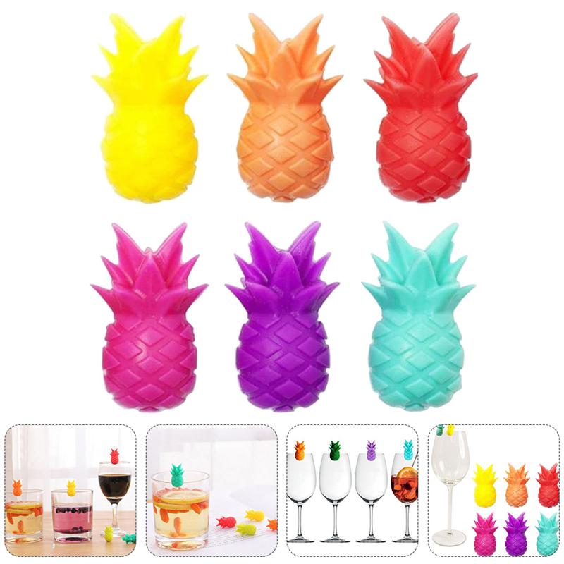 18pcs Pineapple Shape Wine Glass Markers Silicone Wine Identifier Cup Marker