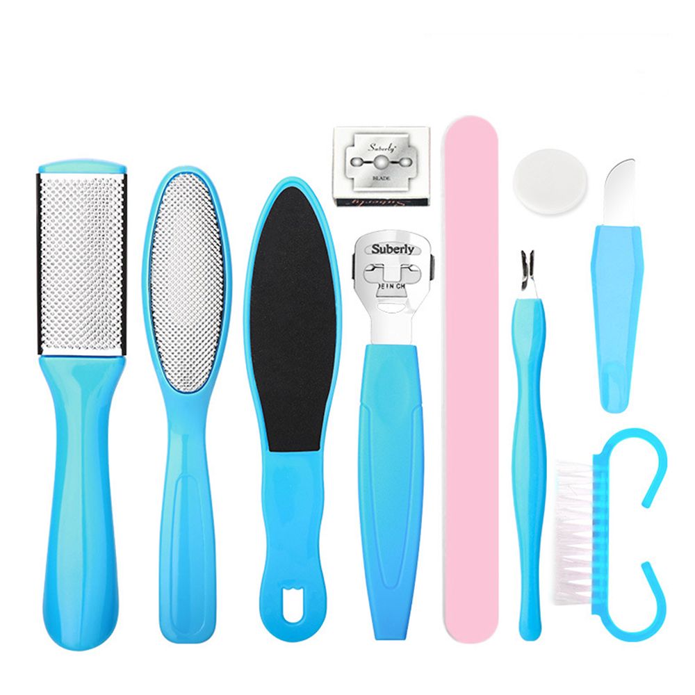 Juego de herramientas profesionales de pedicura, limas para los pies, removedor de callos para el cuidado de los pies, lima de uñas, removedor de piel dura, 8/10 piezas: blue 10pcs