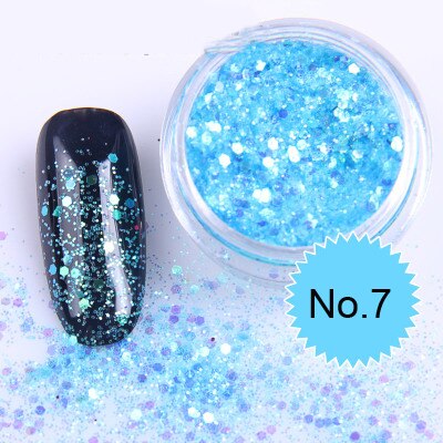 1x Topf 2g Bling funkeln Pulver Staub Nagel Kunst Pailletten 3D Regenbogen Klare Hexagon Scheibe DIY Charme Nagel Kunst Dekor Manikübetreffend HHF: HHF07