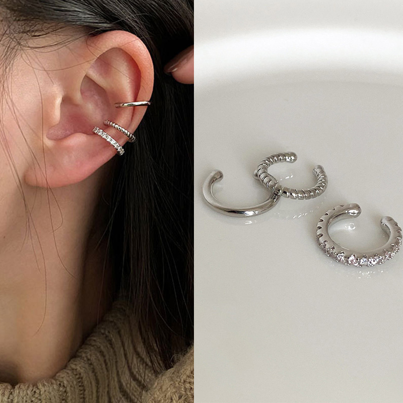 Silver Color Leaves Clip Earrings for Women Men Simple C Ear Cuff Non-Piercing Ear Ear Clip Set Trend Jewelry: Light Yellow Color