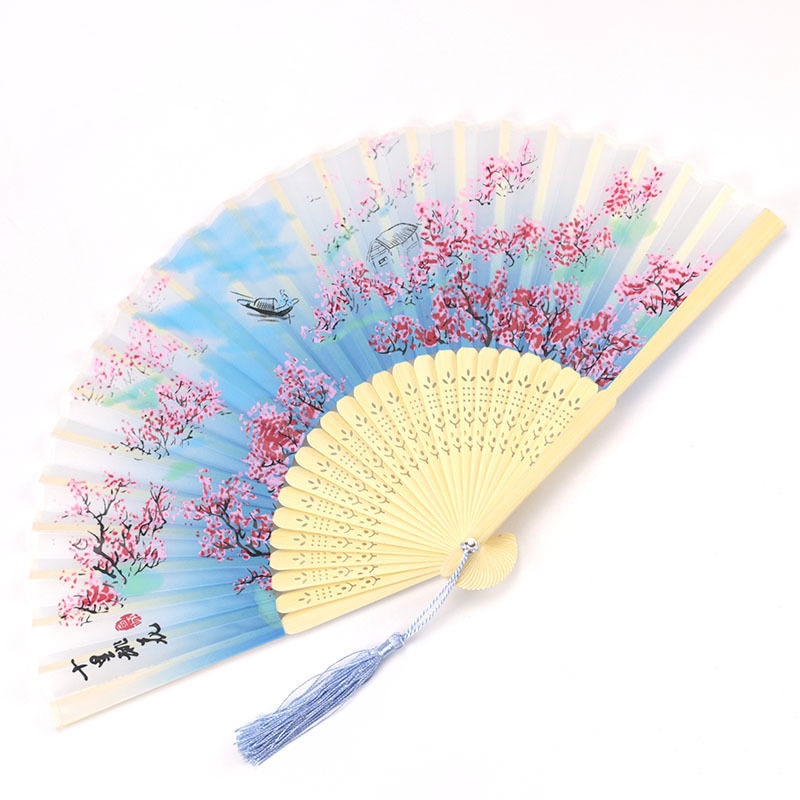 Eventail de fleurs repliable en soie | Vintage de Style chinois, pour fête de mariage danse, accessoires à main de: 11