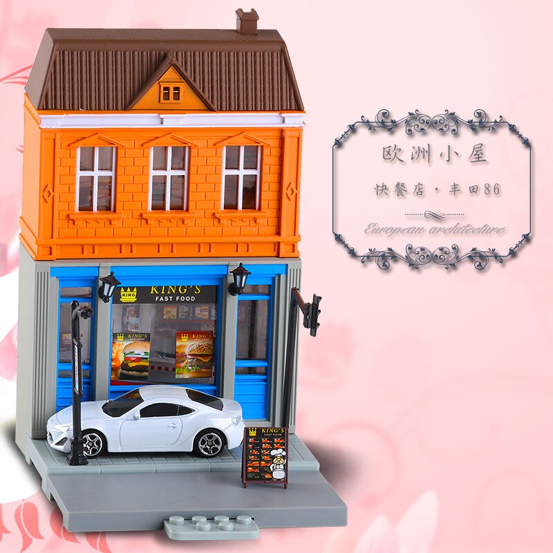 High Simulation 1:64 RMZ city Diorama Education Model Building Kits Toy DIY European house Diecast Metal Cars for children: FAST