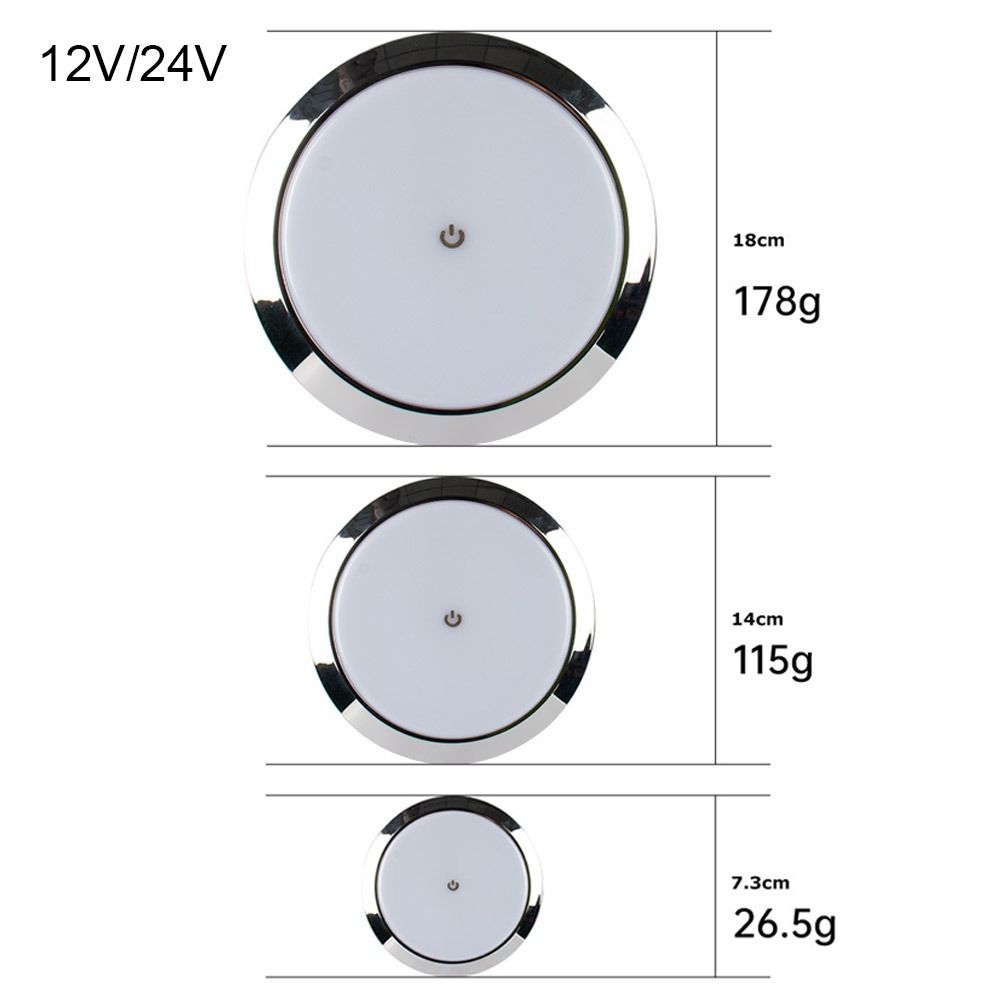 LED Touch Lamp Ultra-thin Round Dome Light 12V/24V Ceiling Lamp Reading Light RV Caravan Boat Camping Car Light Accessory