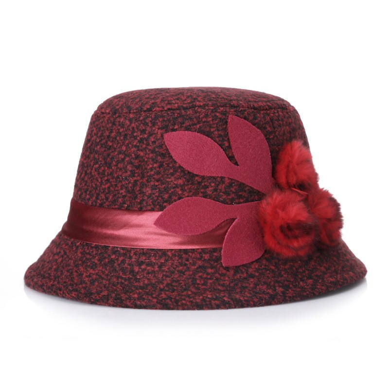 Women Woolen Top Hat Adult Winter Warm Comforable Flower Hat Women's Accessories