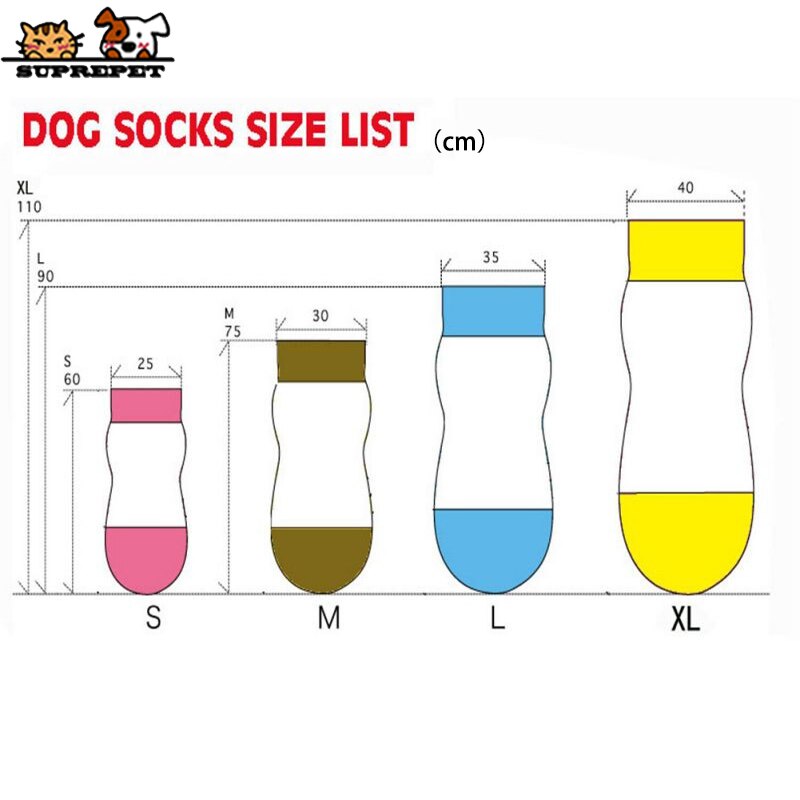 SUPREPET 4Pcs/Set Pet Dog Socks for Puppy Cotton Warm Cute Dog Socks Non-Slip Paw Dog Shoes Dog Boots Spots High Dog Socks
