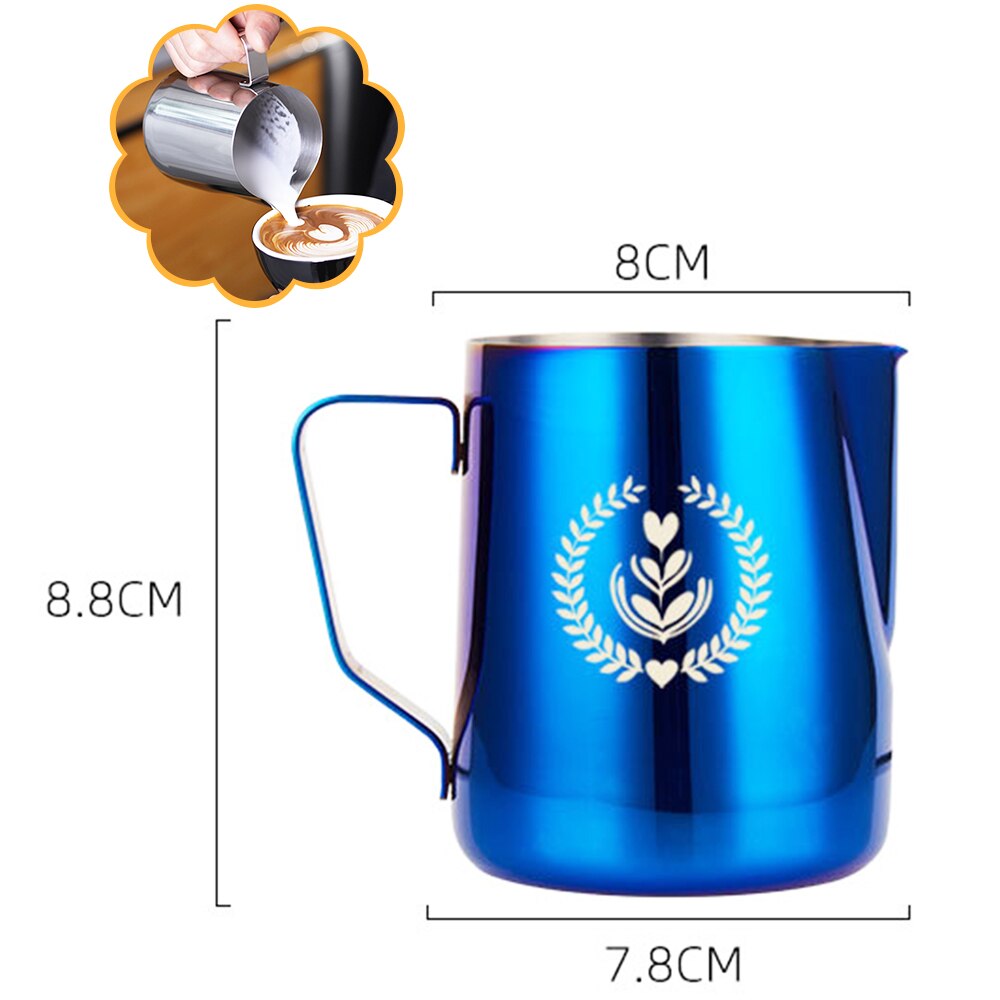 kitchen Home Coffee Milk Pitcher 350ml Stainless Steel Latte Art Frothing Jug Supplies Cappuccino Espresso With Scale Frother: H