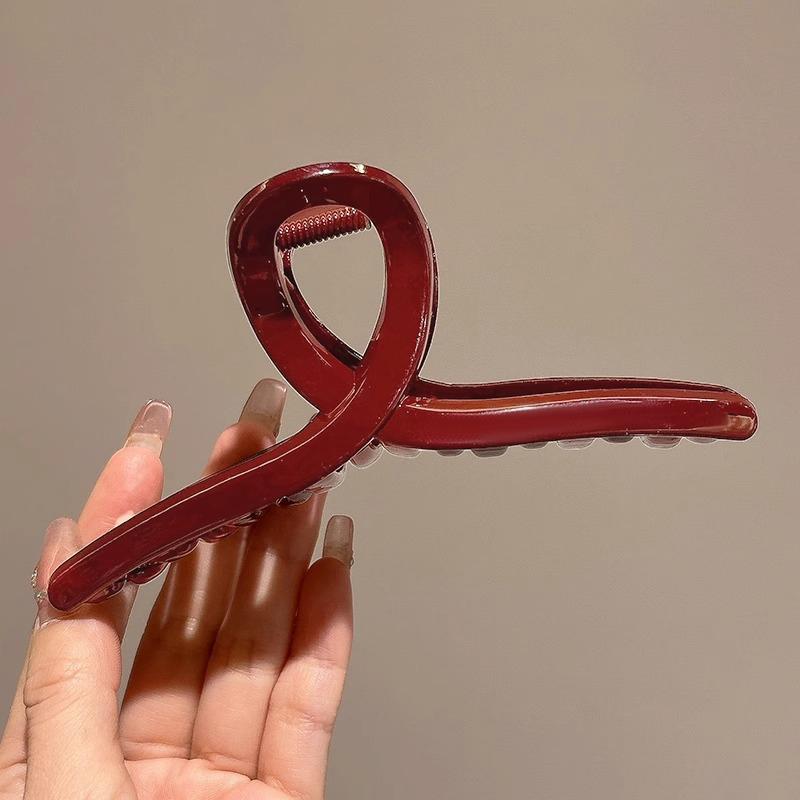 Pinzas para el cabello grandes de Color rojo oscuro para mujer, pasadores, horquillas, pinzas para el cabello de cola de caballo de plástico, accesorios para el cabello de tiburón para niñas mayores