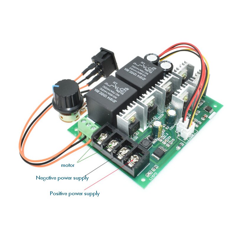 DC 12V 24V 36V 60A High Power Motor Speed Controller with Adjustable Reversible Switch Brush Motor Forward Reverse Controller
