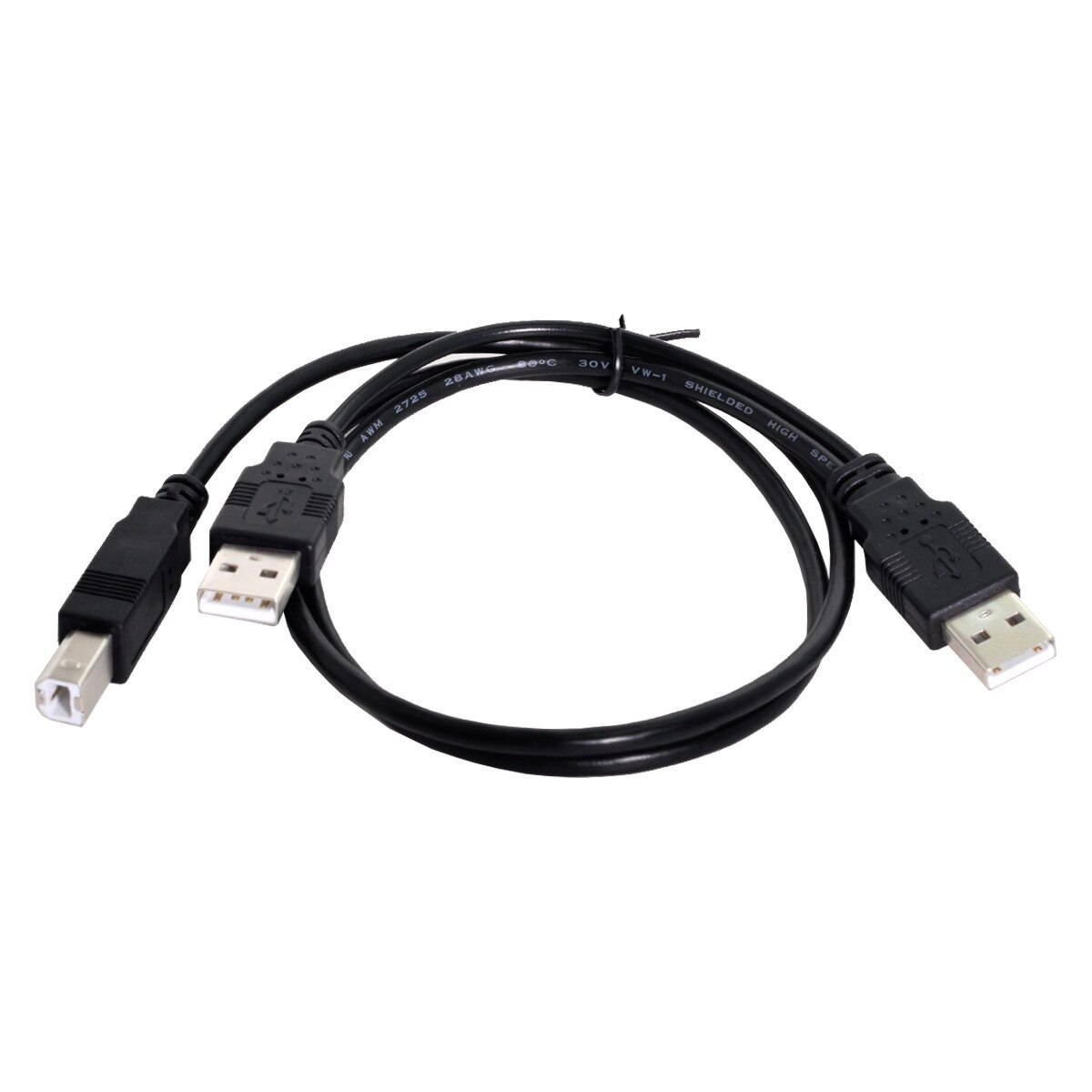 Zihan-Cable Dual USB 2,0 macho a macho B estándar, Cable Y de 80cm para impresora, escáner Y unidad de disco duro externo