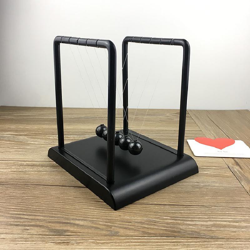 All Black Newton Pendulum Physical Model Chaotic Pendulum Newton's Cradle Office Desk Decoration Accessories Study Supplies