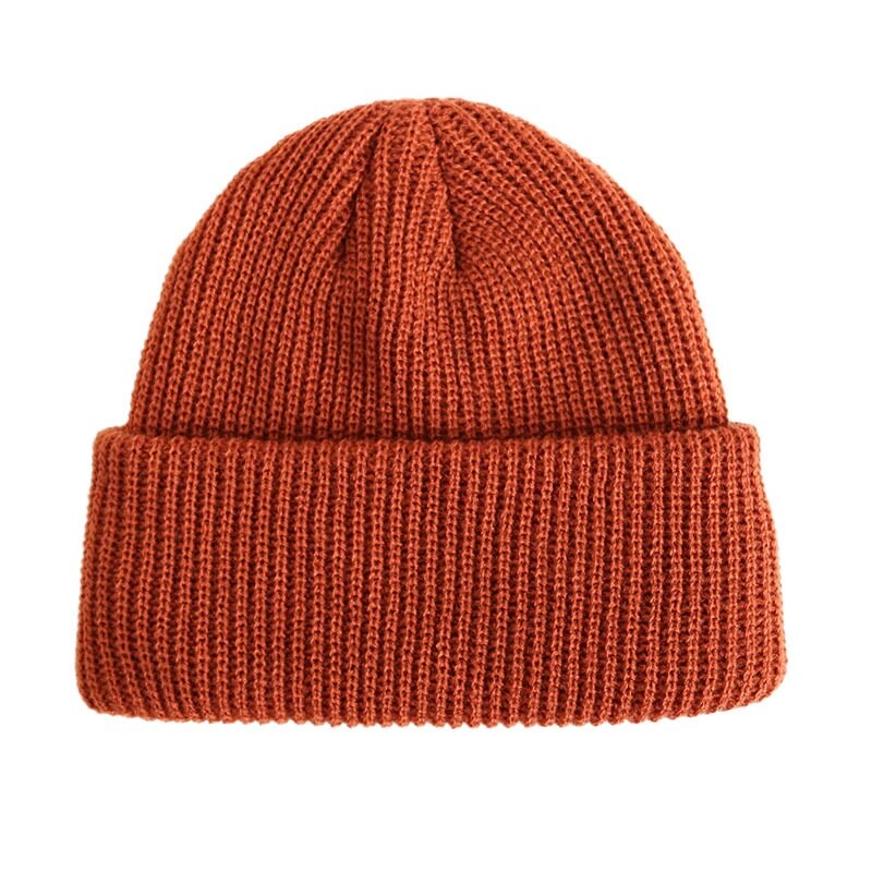 Mössor stickade mössor enfärgade kepsar för höst vinter män kort keps utomhus varm melon keps street keps dam hatt: Brun mössa